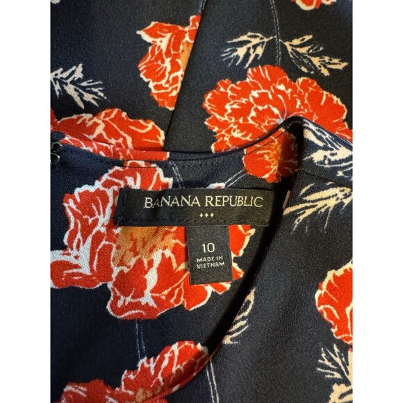 Banana Republic Pencil Dress 10 Red Black Ivory Floral Sleeveless Washable NEW - Picture 3 of 14